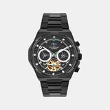 Taurus Men Automatic Black Dial Multi-Function Stainless Steel Watch 489-M40406