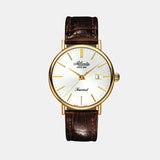 Men Quartz White Dial Analog Leather Watch 50354.45.21