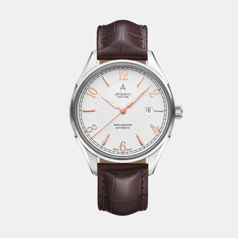 Men Automatic Silver Dial Analog Leather Watch 52759.41.25R