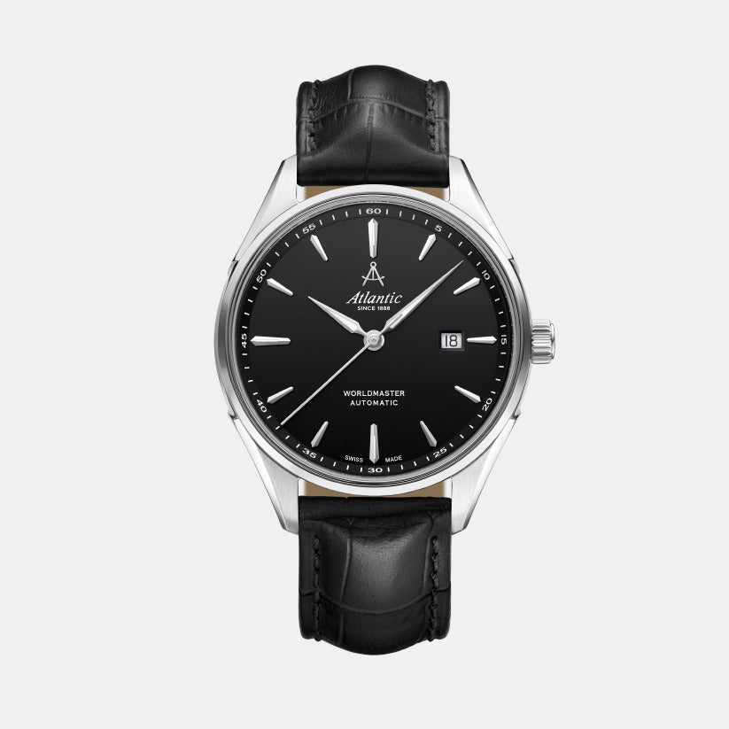 Men Automatic Black Dial Analog Leather Watch 52759.41.61S