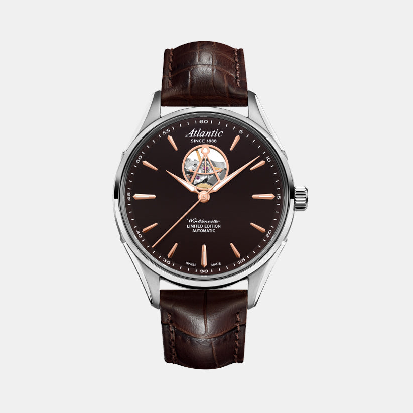 Men Automatic Brown Dial Analog Leather Watch 52780.41.81R