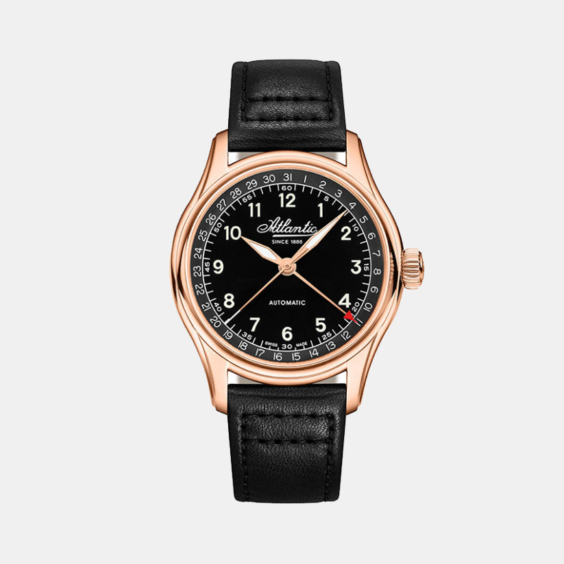 Men Automatic Black Dial Analog Leather Watch 52782.44.63