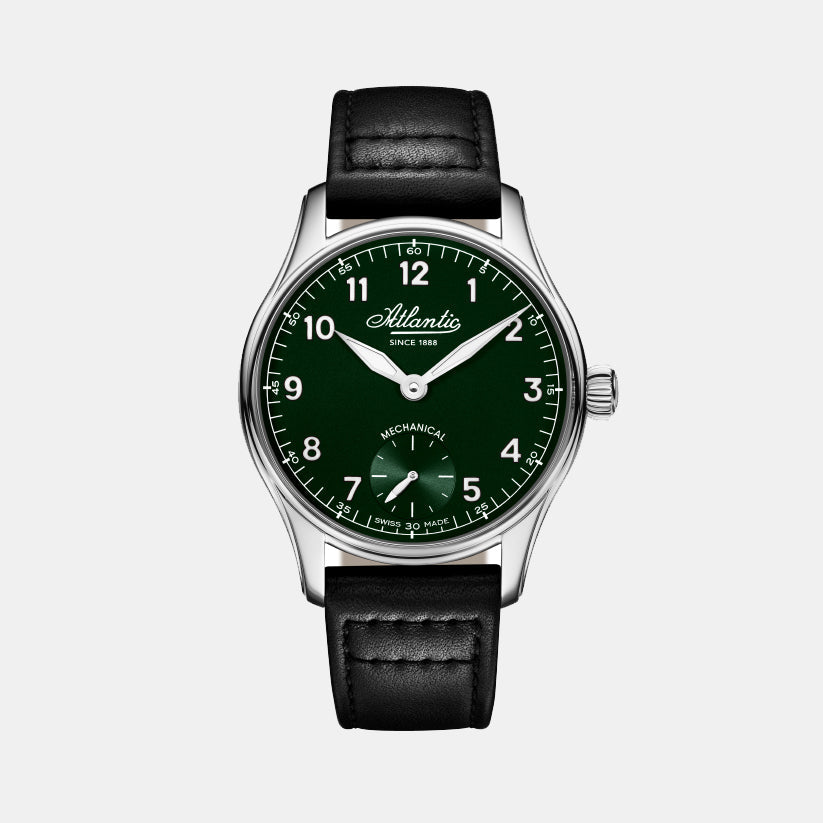 Men Quartz Green Dial Analog Leather Watch 52952.41.73