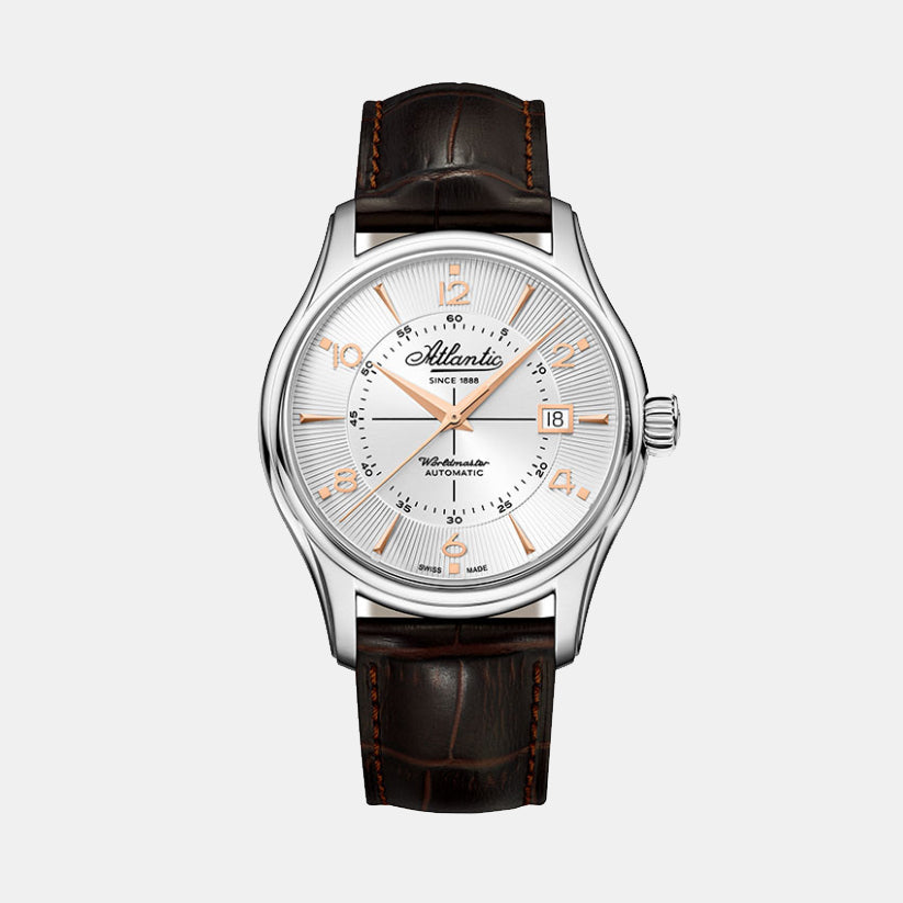 Men Automatic Silver Dial Analog Leather Watch 55750.41.25R