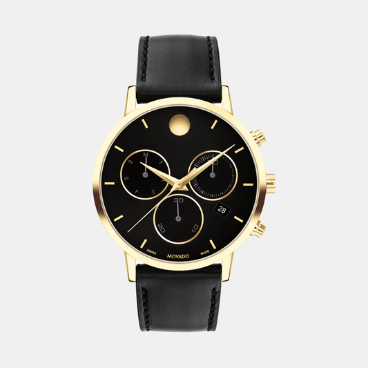 Museum Men Quartz Black Dial Chronograph Leather Watch 607779