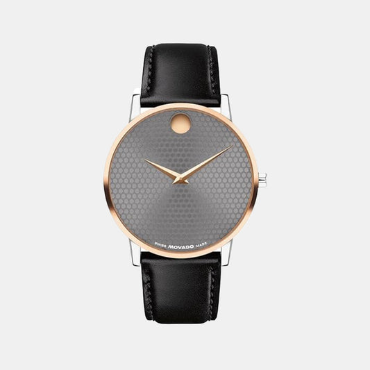 Museum Men Quartz Grey Dial Analog Leather Watch 607999