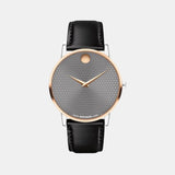 Museum Men Quartz Grey Dial Analog Leather Watch 607999