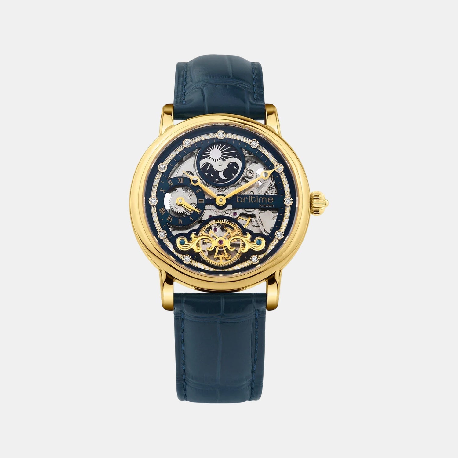 Men Automatic Blue Dial Analog Leather Watch 641-L20507