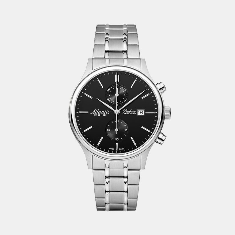 Men Quartz Black Dial Chronograph Stainless Steel Watch 64457.41.61