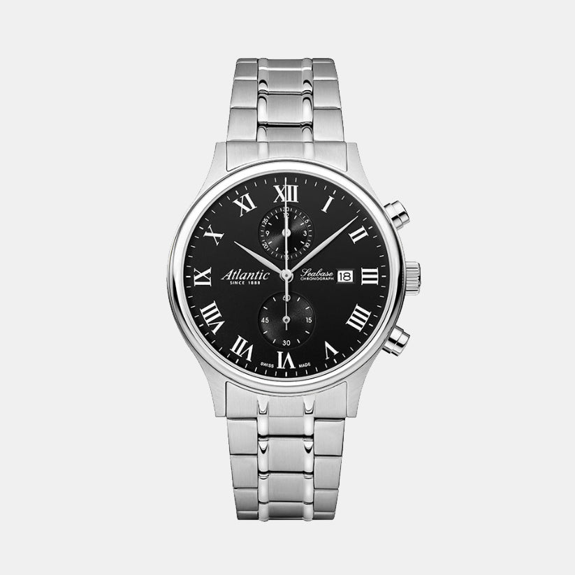 Men Quartz Black Dial Chronograph Stainless Steel Watch 64457.41.68