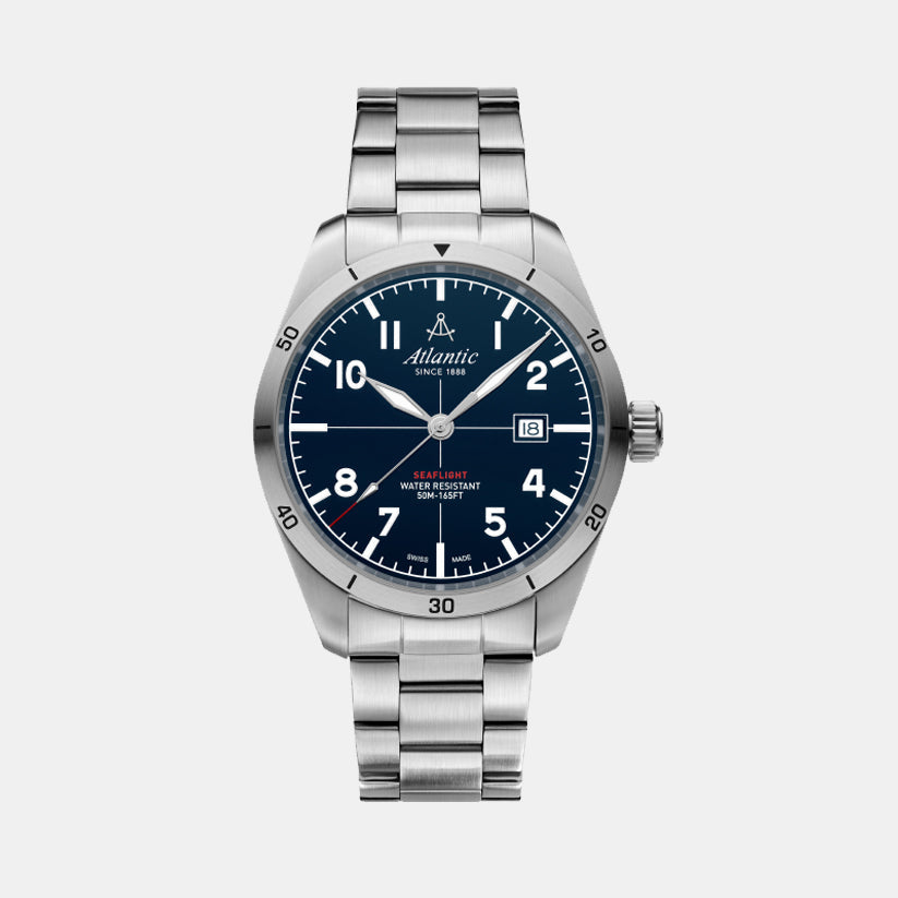 Men Quartz Blue Dial Analog Stainless Steel Watch 70356.41.55