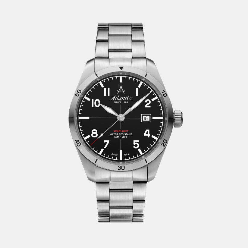 Men Quartz Black Dial Analog Stainless Steel Watch 70356.41.65