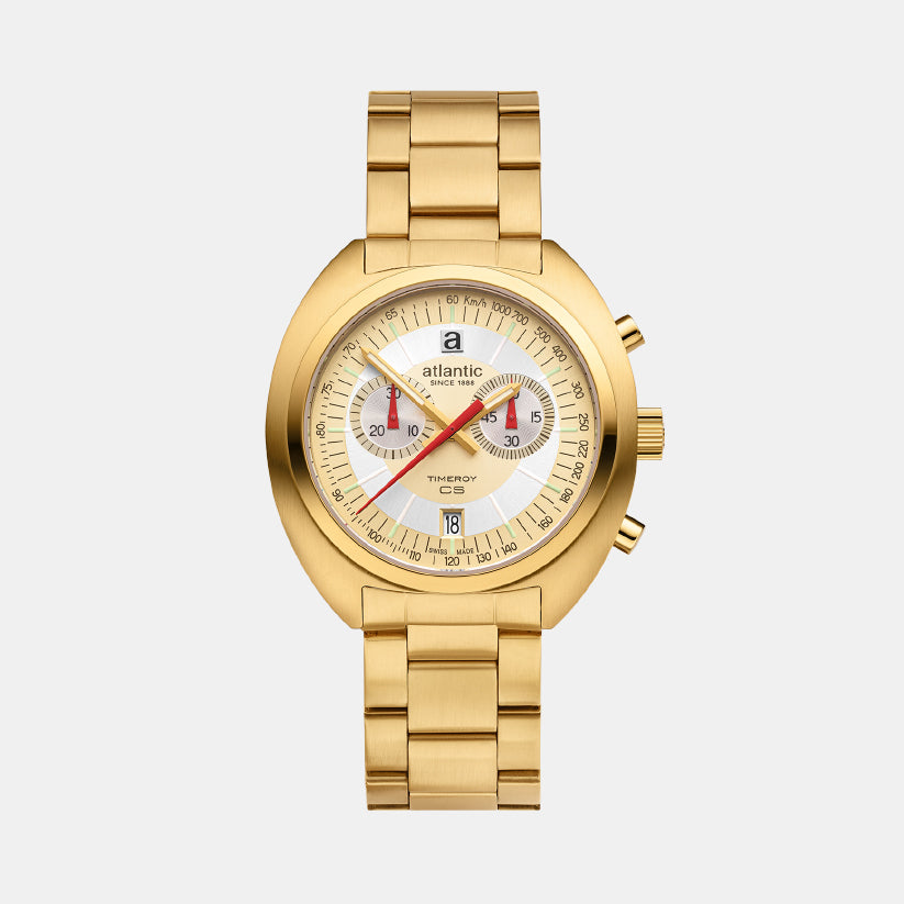 Men Quartz Gold Dial Chronograph Stainless Steel Watch 70467.45.35