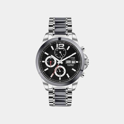 Men Automatic Black Dial Analog Stainless Steel Watch 746-M10401