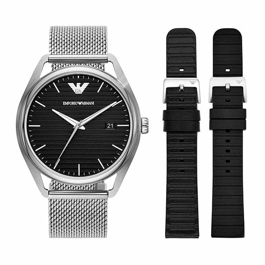 Emporio Armani Mens 41 Mm Black Dial Stainless Steel Analog Watch - AR80055