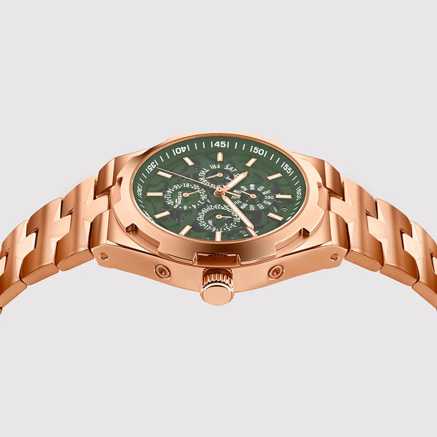 Atlas Men Automatic Green Dial Multi-Function Stainless Steel Watch 815-M31403