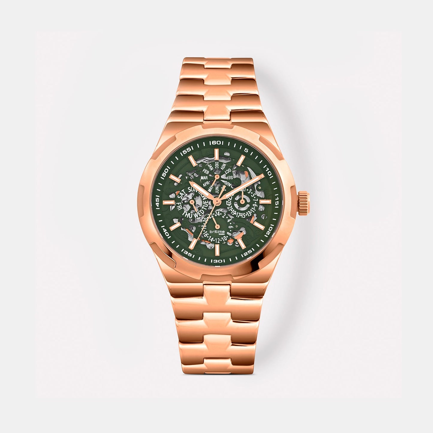 Atlas Men Automatic Green Dial Multi-Function Stainless Steel Watch 815-M31403