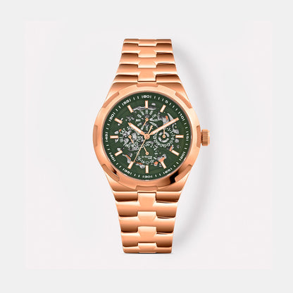 Atlas Men Automatic Green Dial Multi-Function Stainless Steel Watch 815-M31403