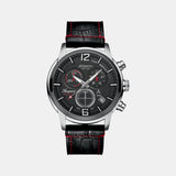Seasport Men Quartz Black Dial Chronograph Leather Watch 87461.42.45