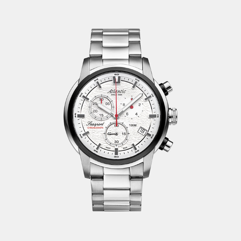 Men Quartz White Dial Chronograph Stainless Steel Watch 87466.42.21