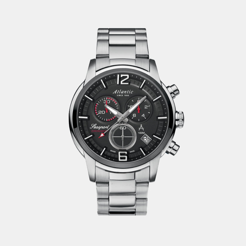 Men Quartz Black Dial Chronograph Stainless Steel Watch 87466.42.45