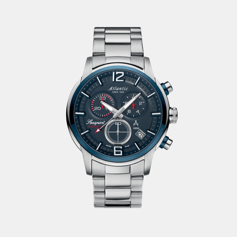 Men Quartz Blue Dial Chronograph Stainless Steel Watch 87466.47.55