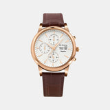 Men Automatic Silver Dial Analog Leather Watch 928-L30308