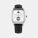 Galaxy Men Automatic Silver Dial Multi-Function Leather Watch 985-L10306