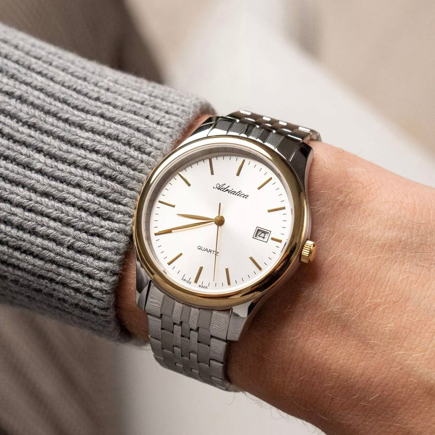 Men Quartz Silver Dial Analog Stainless Steel Watch A1024.2113Q