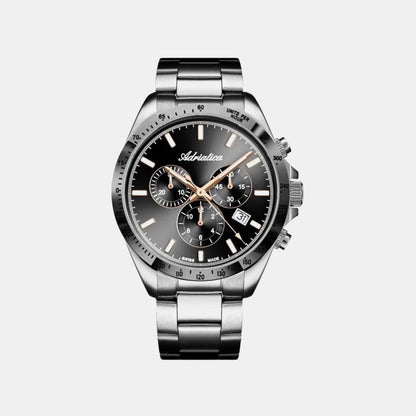 Men Quartz Black Dial Chronograph Stainless Steel Watch A1053.S1R6CH