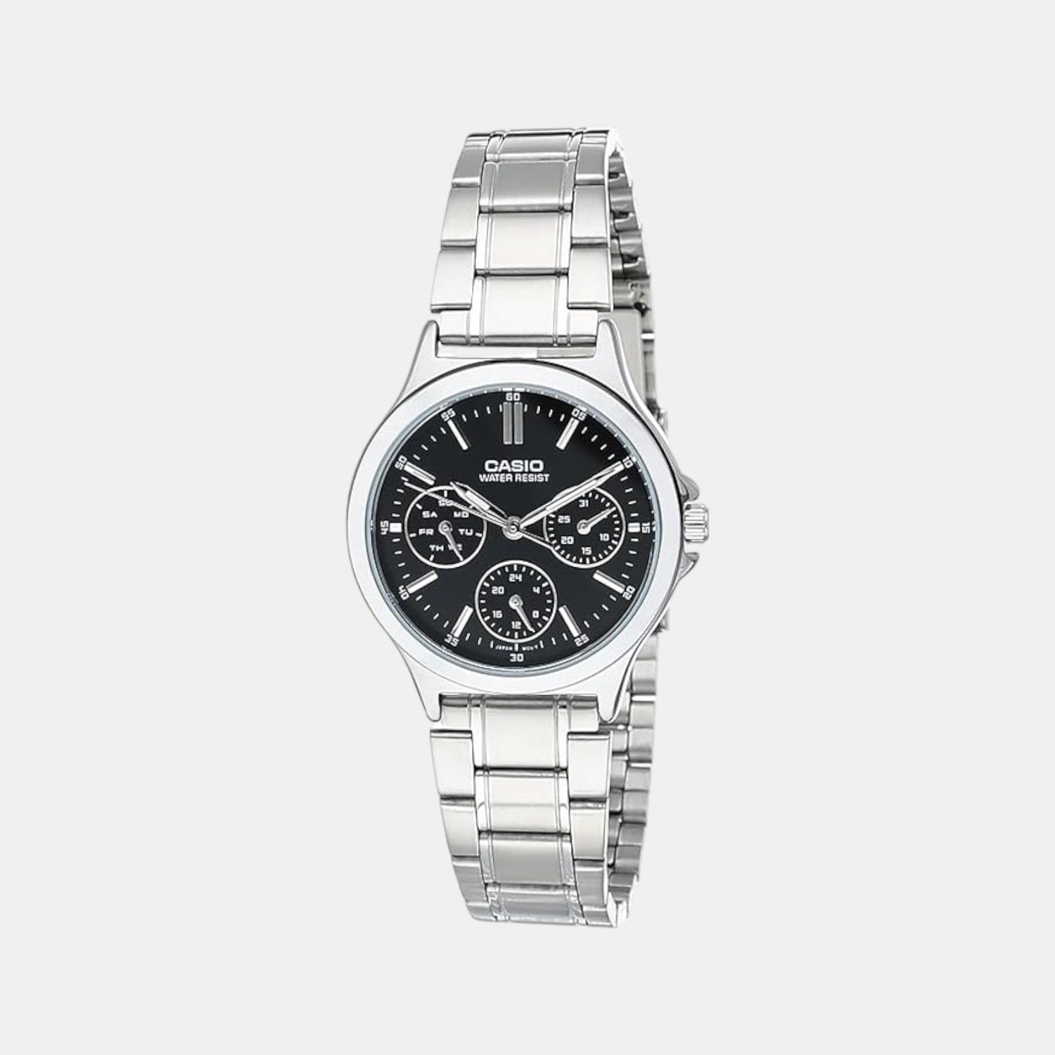 Enticer Women Quartz Black Dial Multi-Function Stainless Steel Watch A1146