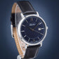 Pairs Men Quartz Blue Dial Analog Leather Watch A1294.5265Q