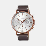 Enticer Men Quartz Silver Dial Chronograph Leather Watch A1850