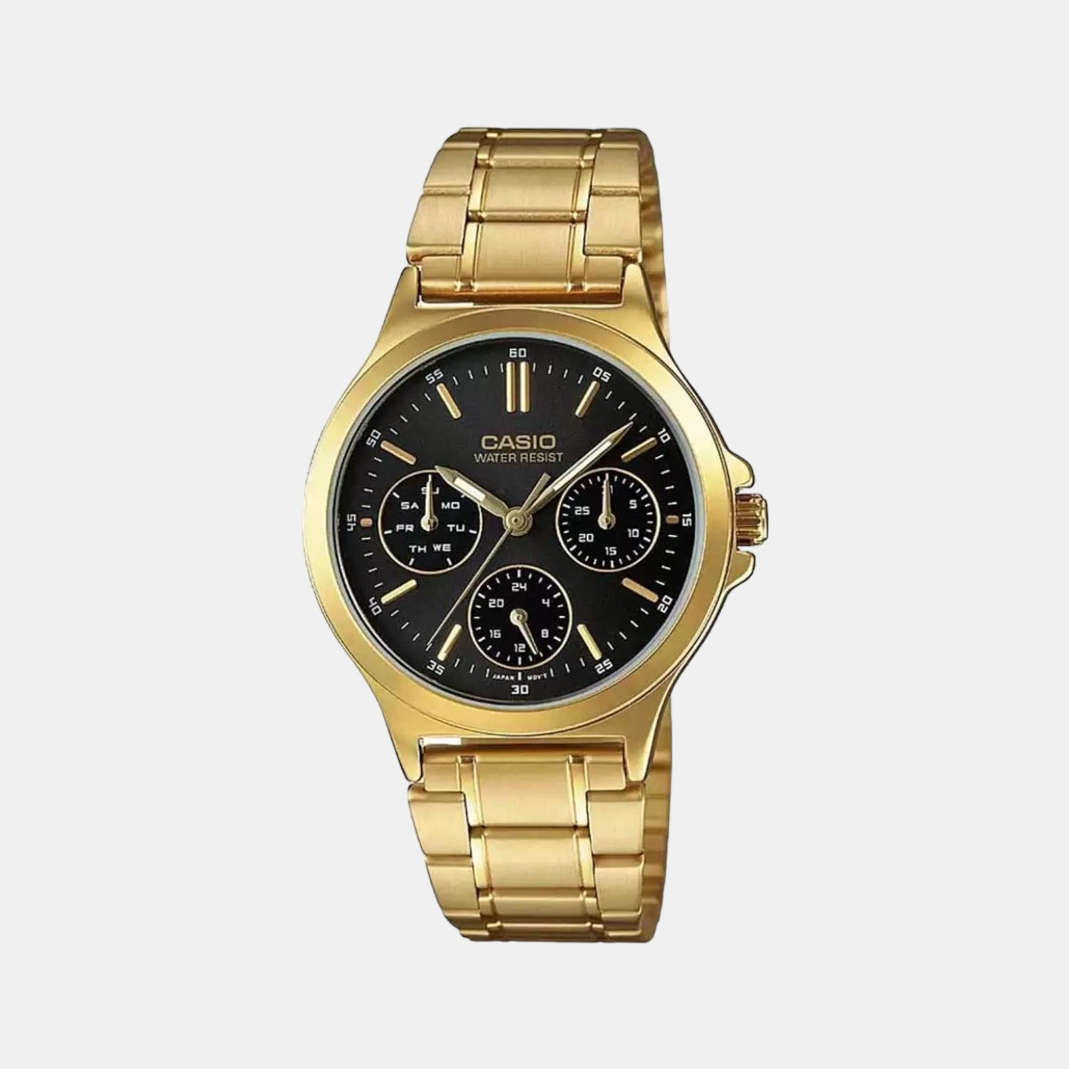 Enticer Women Quartz Black Dial Multi-Function Stainless Steel Watch A1914