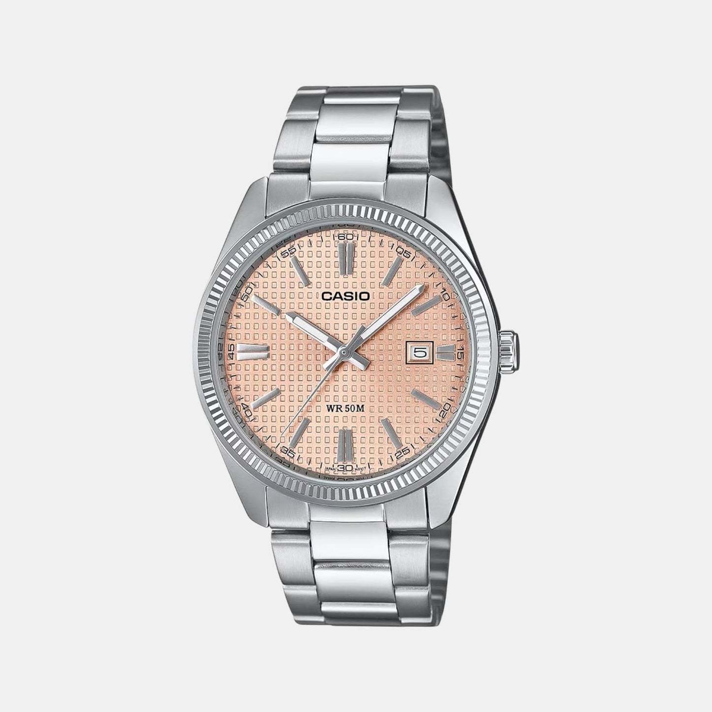 Enticer Men Quartz Pink Dial Analog Stainless Steel Watch A2395