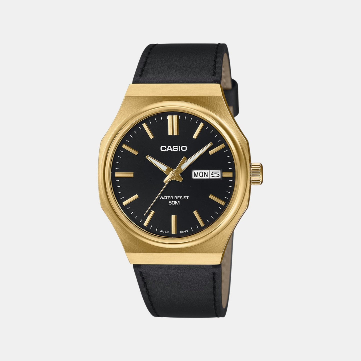 Enticer Men Quartz Black Dial Analog Leather Watch A2420