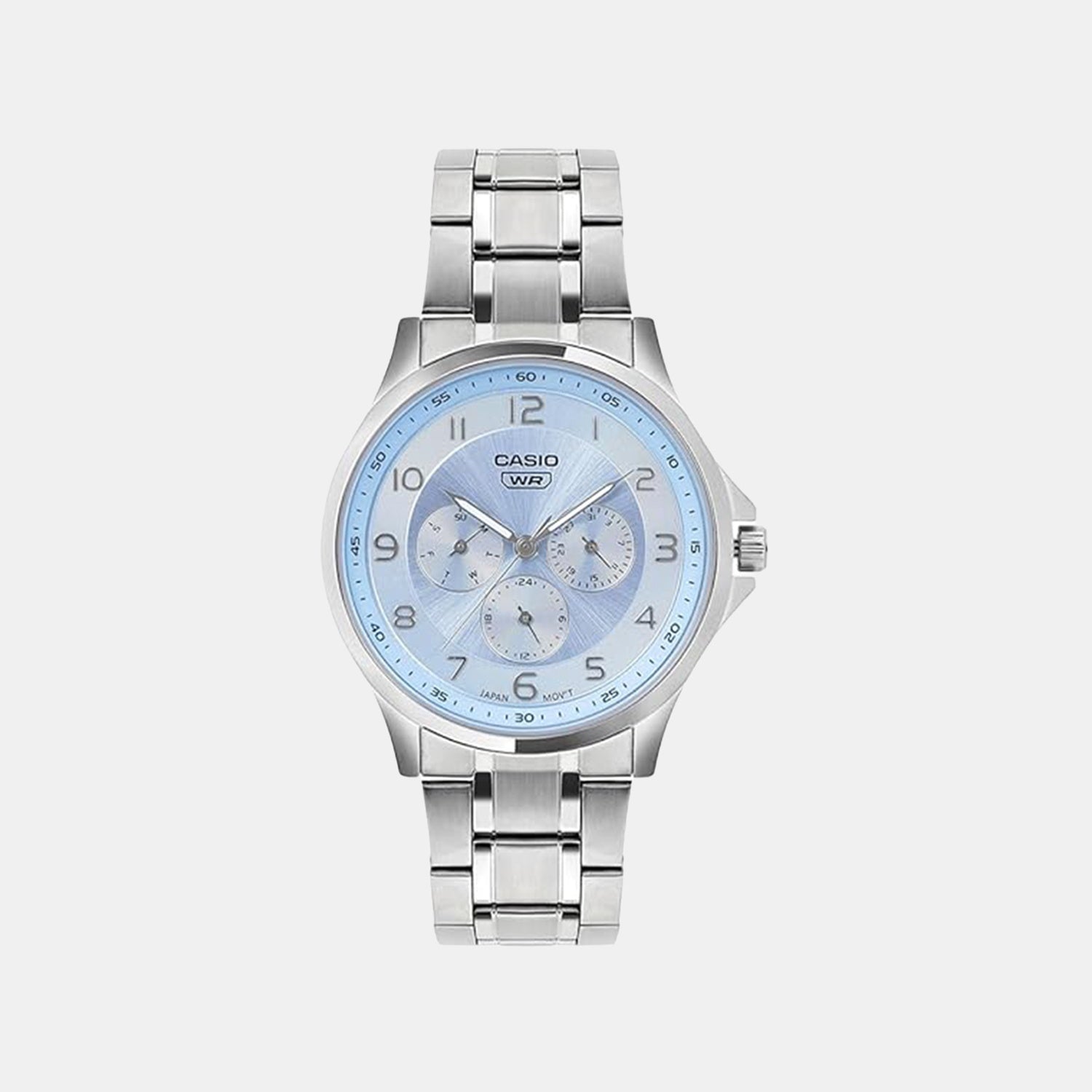 Men Quartz Blue Dial Multi-Function Stainless Steel Watch A2451