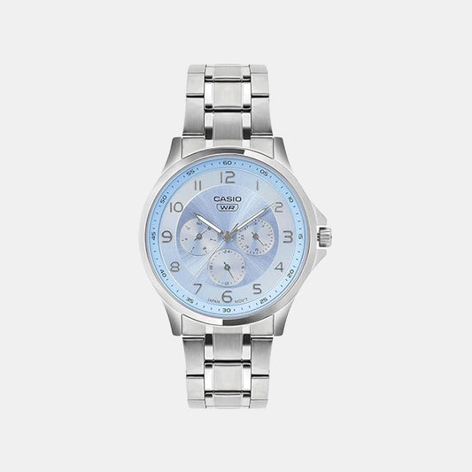 Men Quartz Blue Dial Multi-Function Stainless Steel Watch A2451