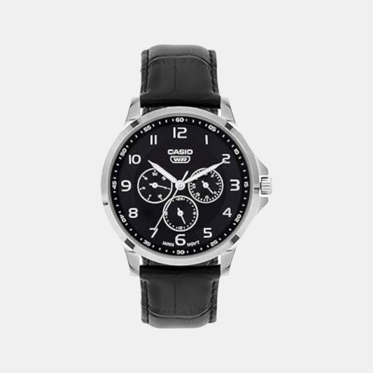 Enticer Men Quartz Black Dial Analog Leather Watch A2454