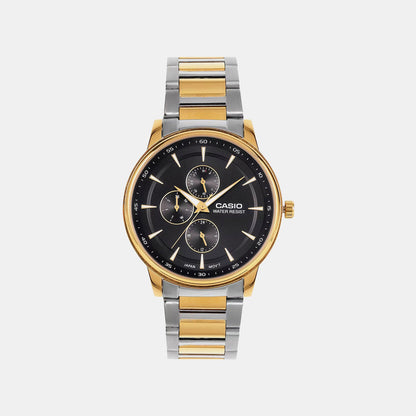 Men Quartz Black Dial Analog Stainless Steel Watch A2459