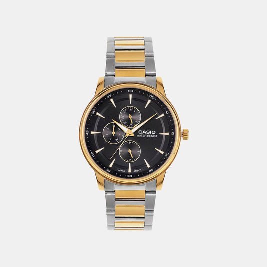 Men Quartz Black Dial Analog Stainless Steel Watch A2459