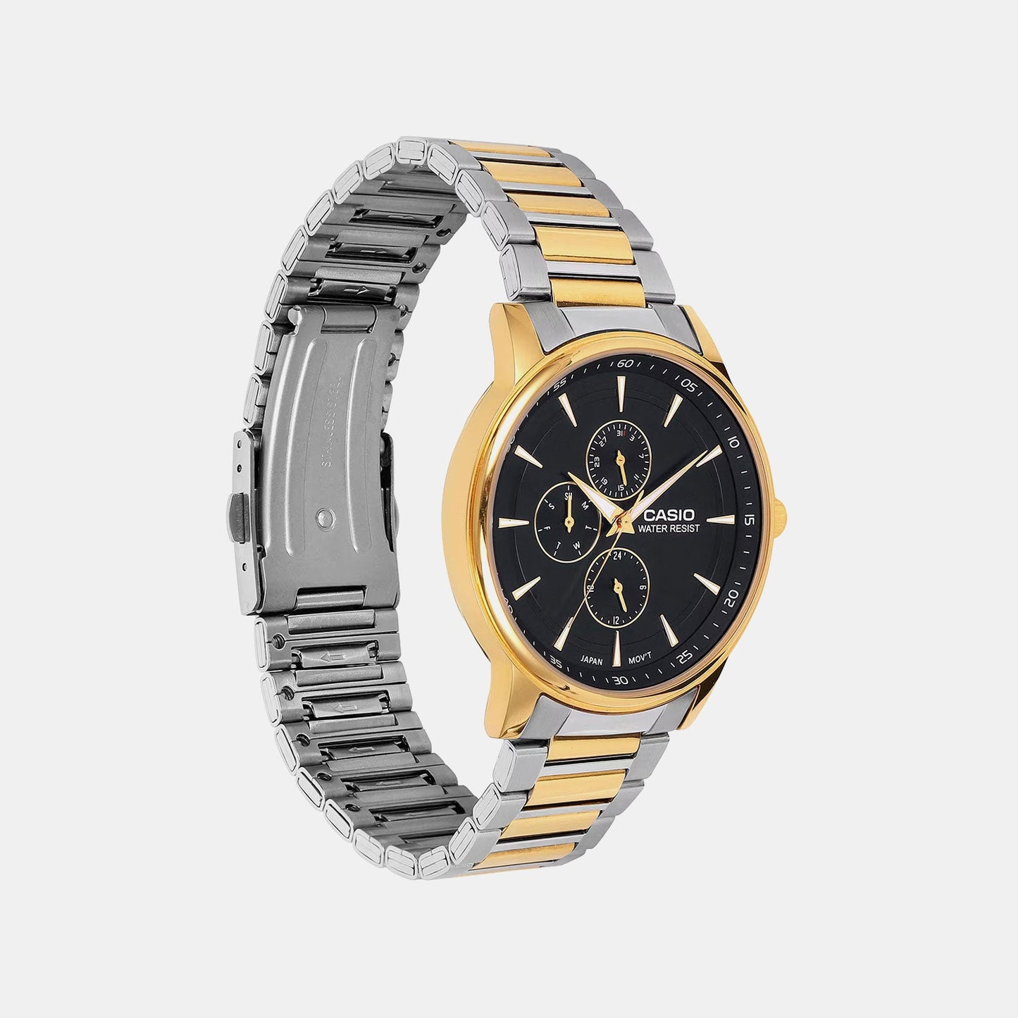 Men Quartz Black Dial Analog Stainless Steel Watch A2459