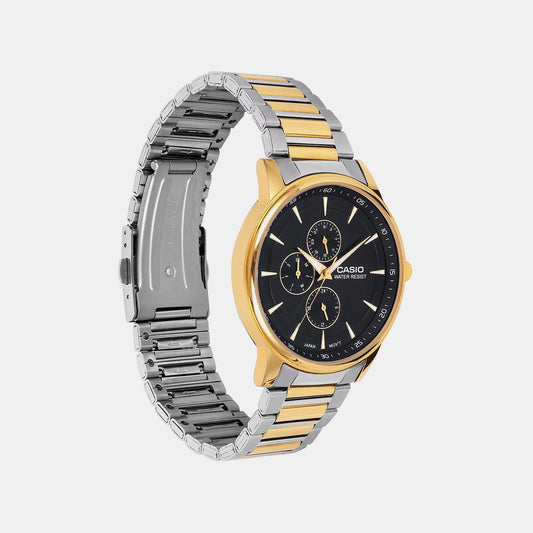 Men Quartz Black Dial Analog Stainless Steel Watch A2459