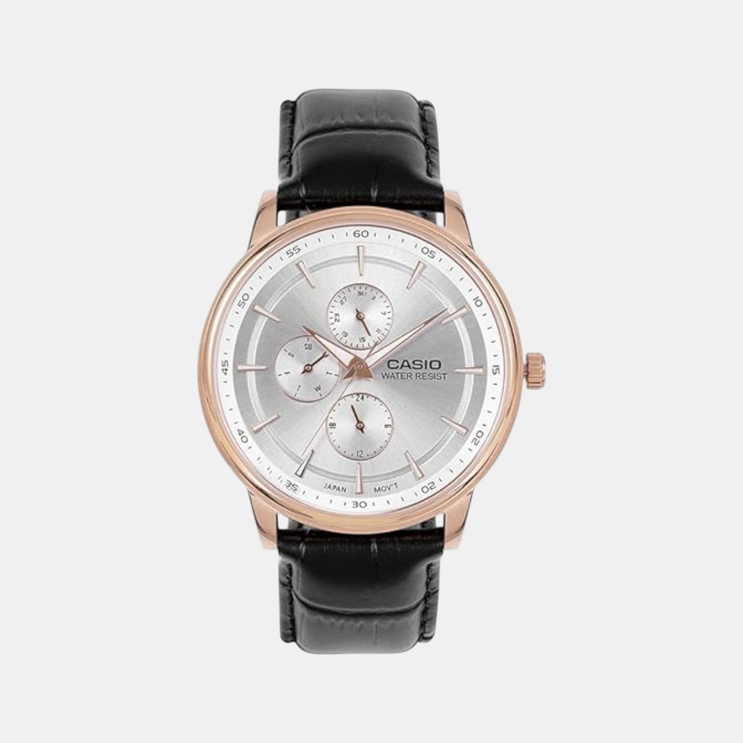 Enticer Men Quartz Silver Dial Analog Leather Watch A2461