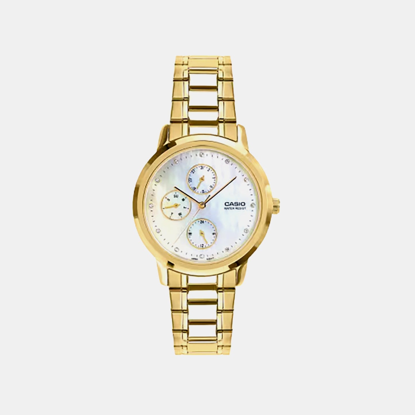 Women Quartz White Dial Analog Stainless Steel Watch A2494