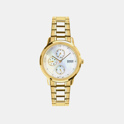 Women Quartz White Dial Analog Stainless Steel Watch A2494