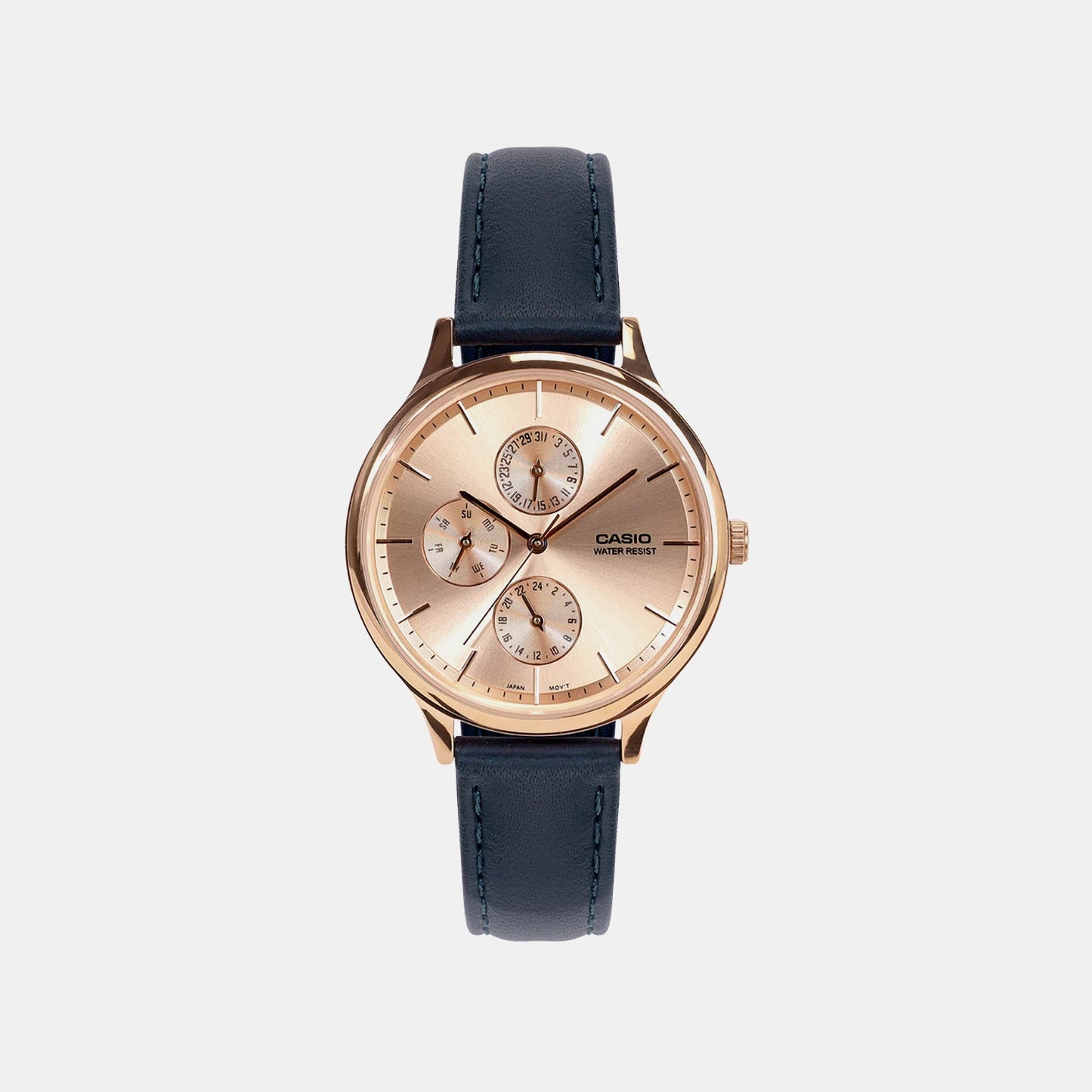 Enticer Women Quartz Rose Gold Dial Multi-Function Leather Watch A2500
