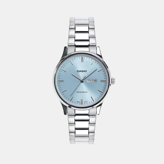 Women Quartz Blue Dial Analog Stainless Steel Watch A2503