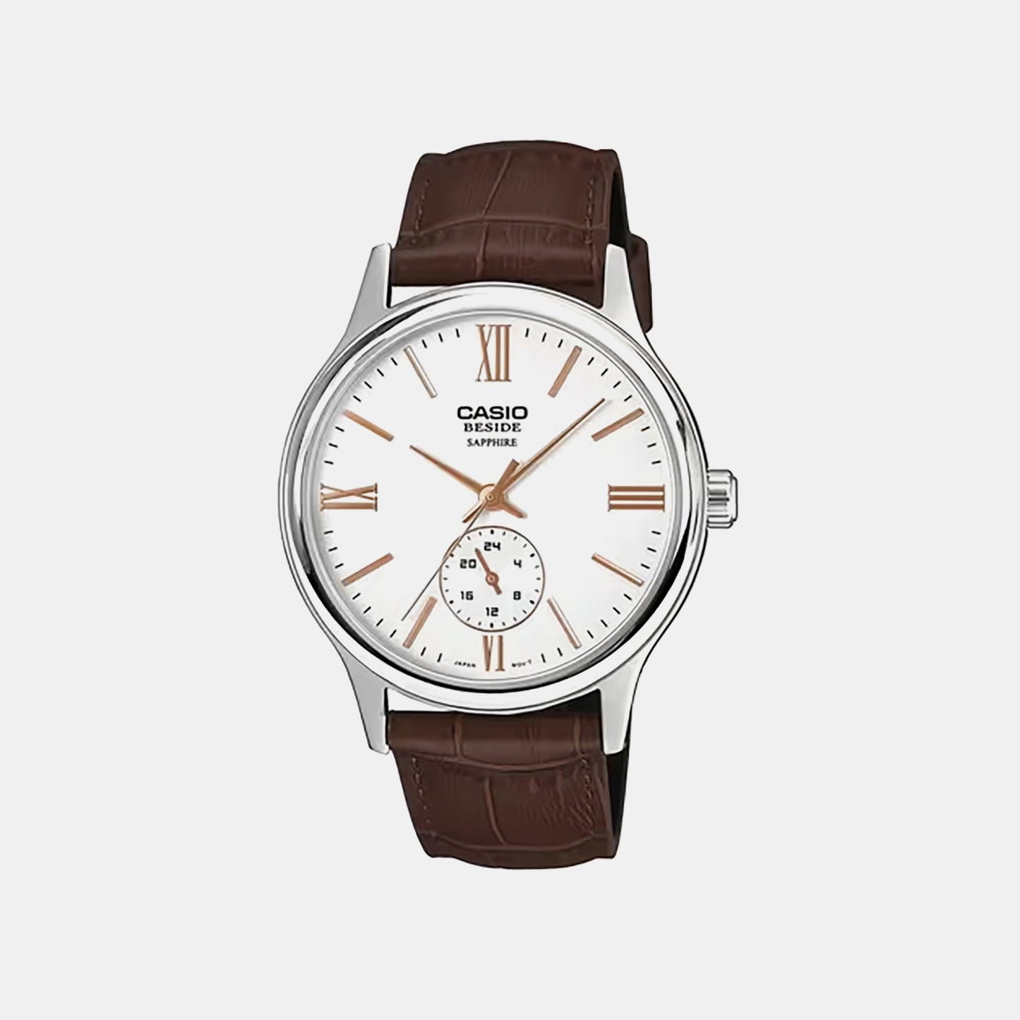 Men Quartz Cream Dial Analog Leather Watch A2539