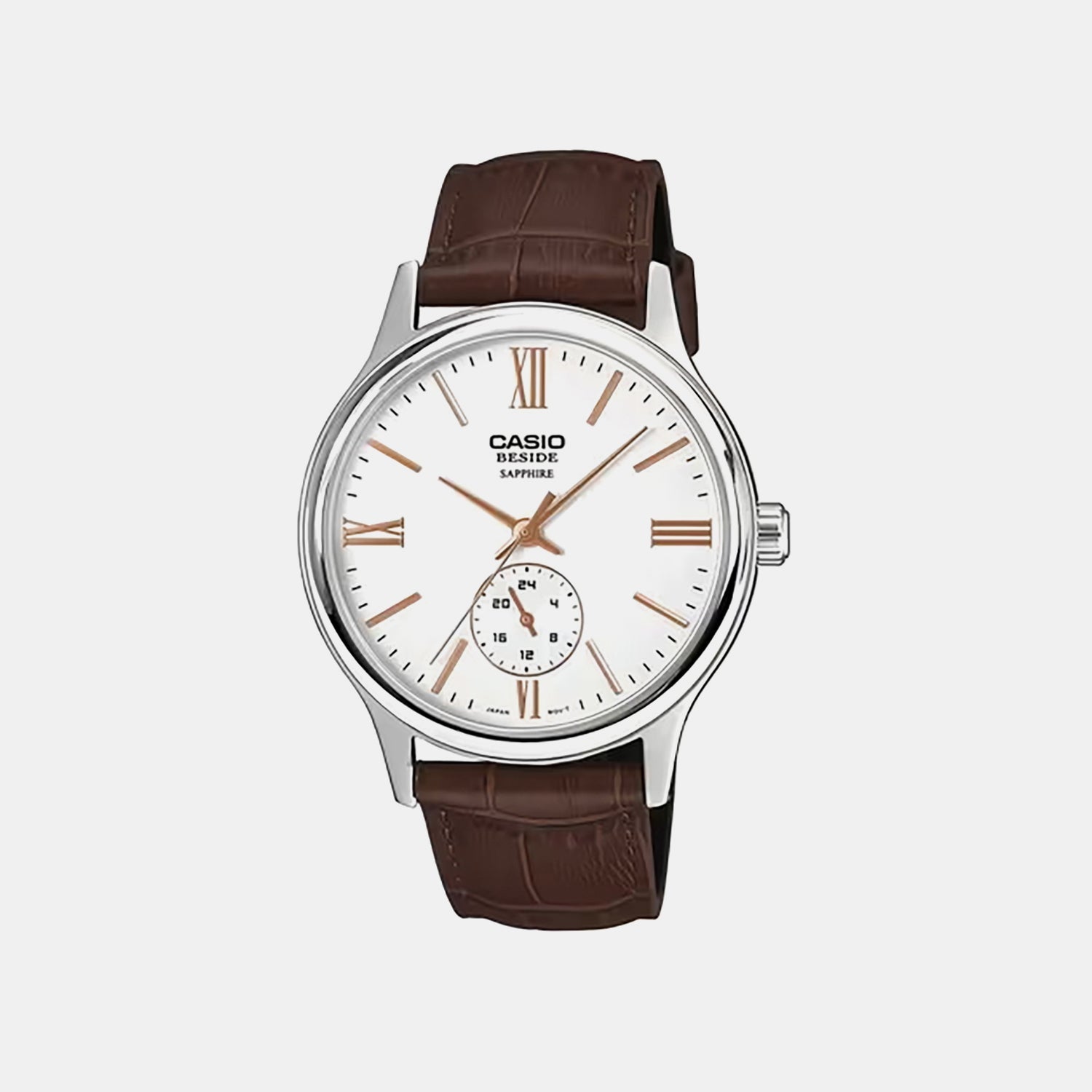 Men Quartz Cream Dial Analog Leather Watch A2539